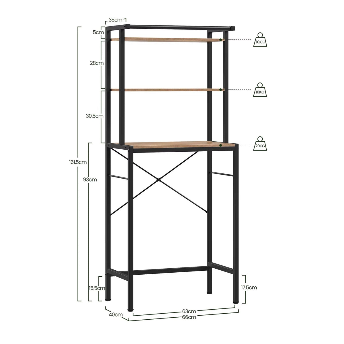 Meuble Pour Machine à Laver Étagère Rangement 3 Niveaux Aeraly