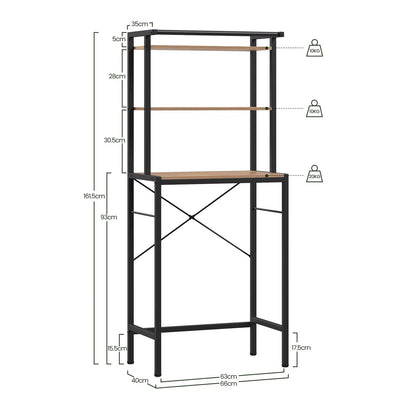 Meuble Pour Machine à Laver Étagère Rangement 3 Niveaux Aeraly