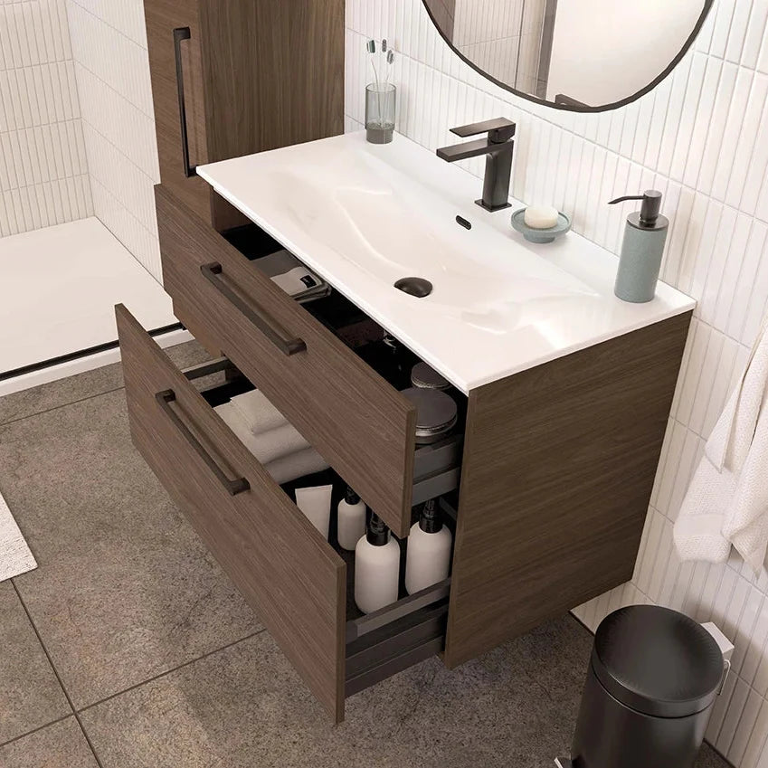 Meuble vasque simple 90cm Amande Mat