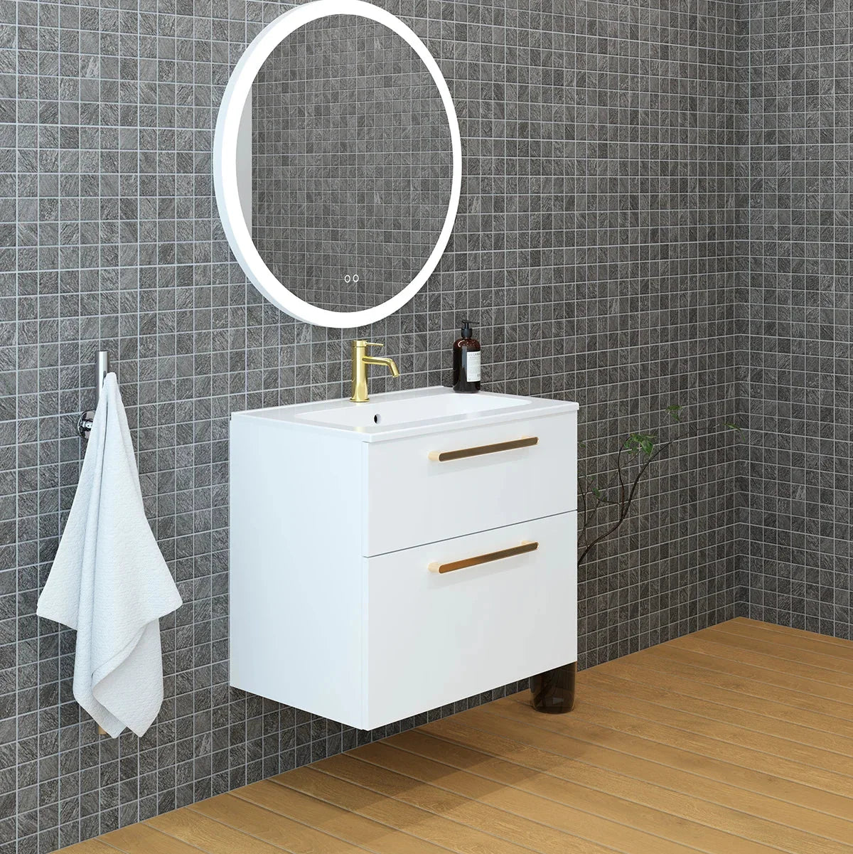 Meuble vasque simple 70cm Blanc brillant
