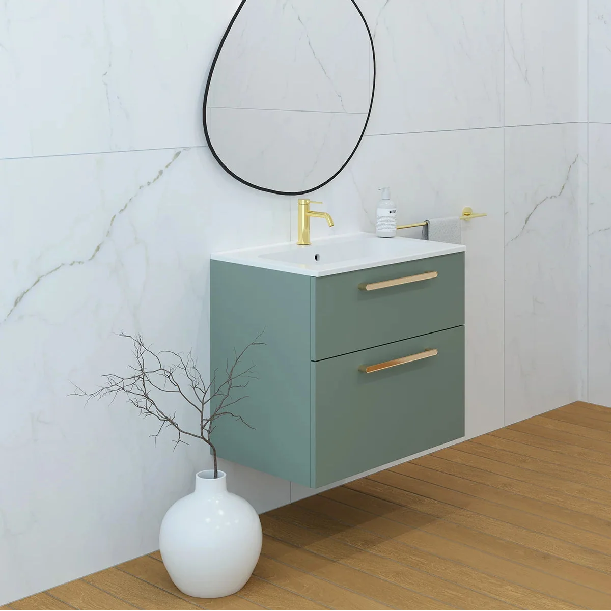Meuble vasque simple 70cm Amande Mat