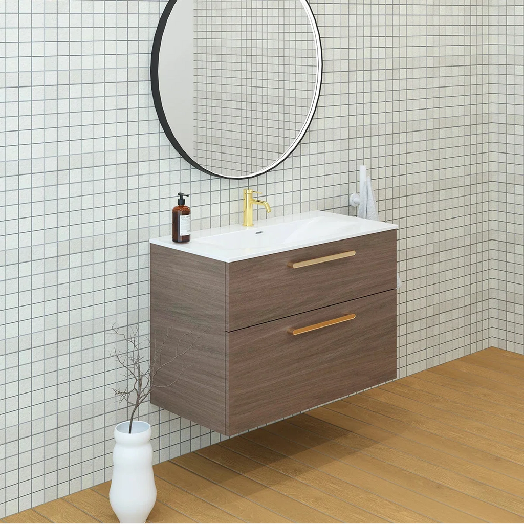 Meuble vasque simple 90cm Noyer tabac