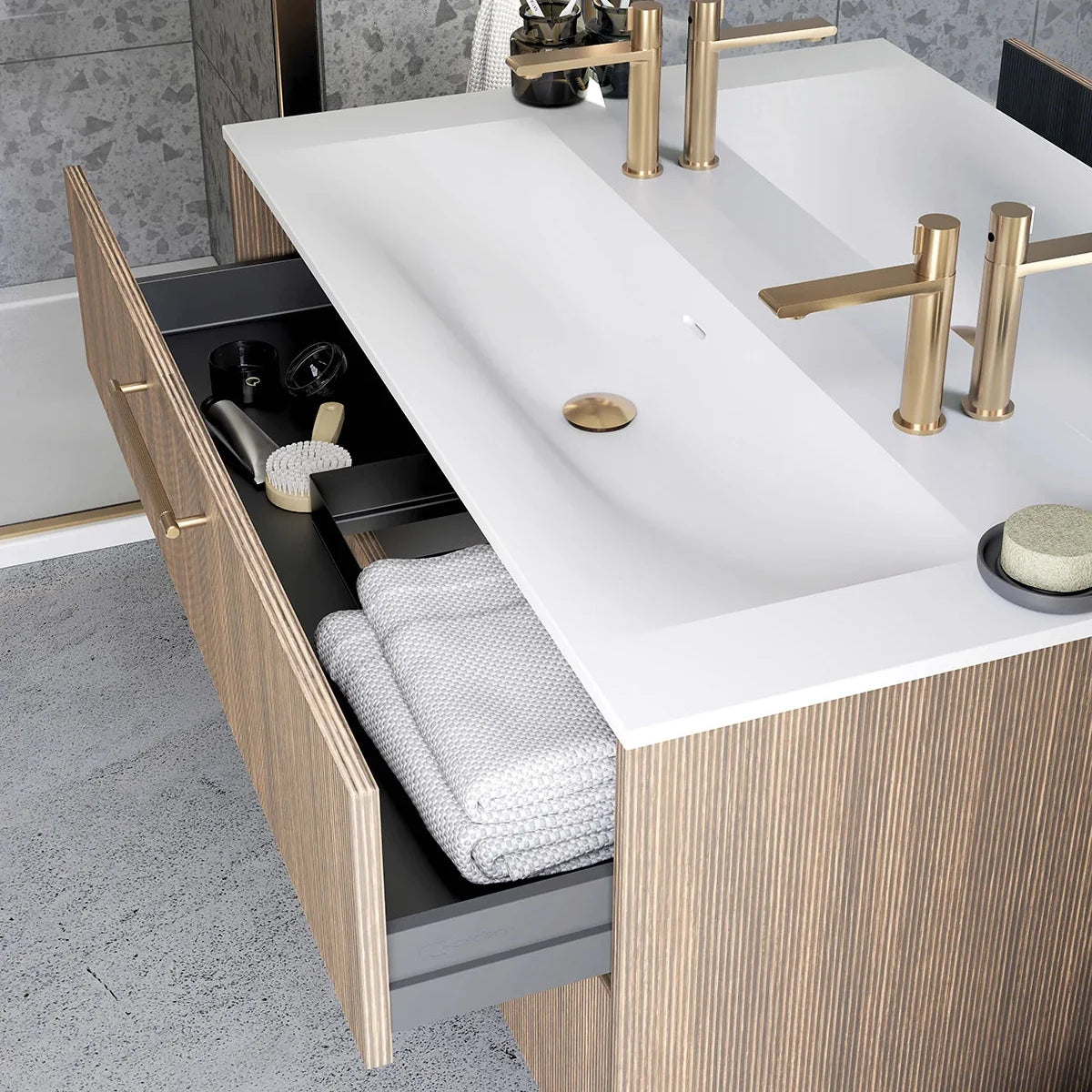 Meuble vasque simple 120cm Chêne noisette
