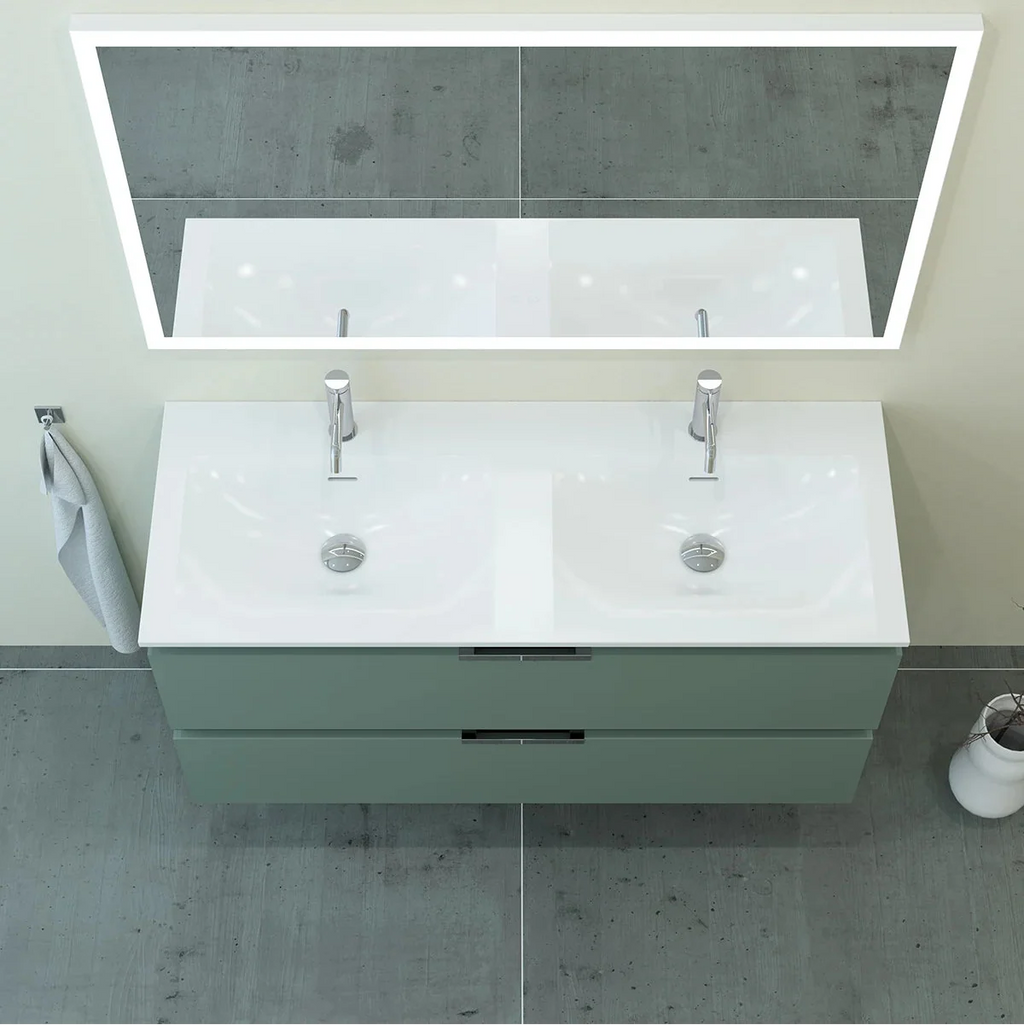 Meuble double vasque 120cm Amande Mat