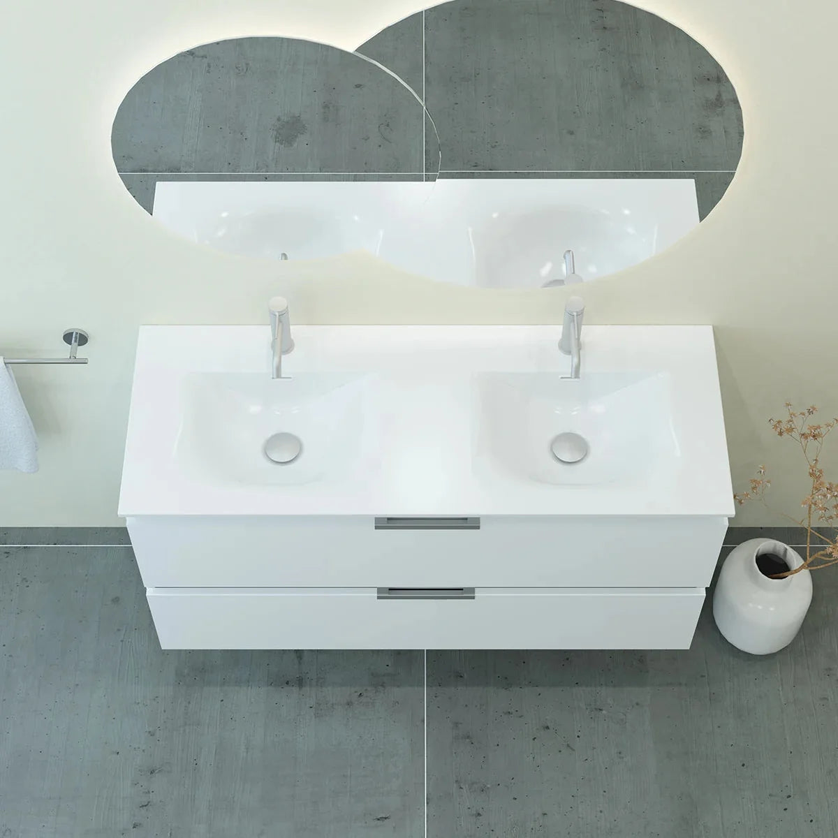 Meuble double vasque 120cm Blanc Brillant