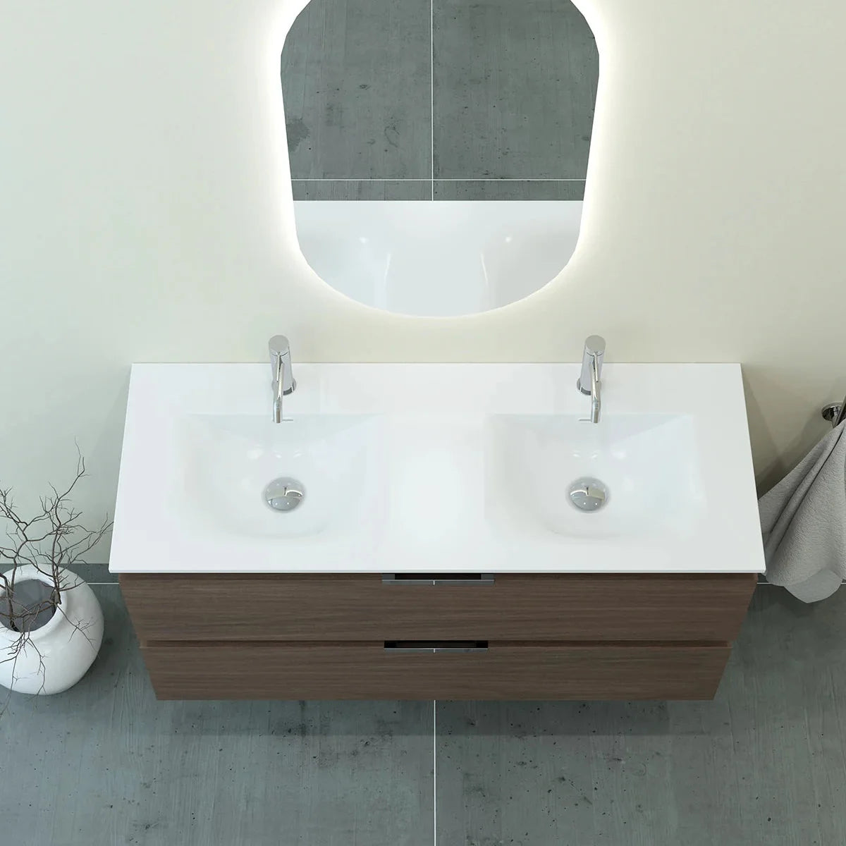 Meuble double vasque 120cm Noyer tabac