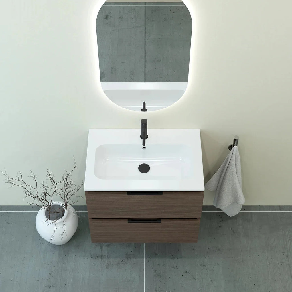 Meuble vasque simple 70cm Noyer Tabac