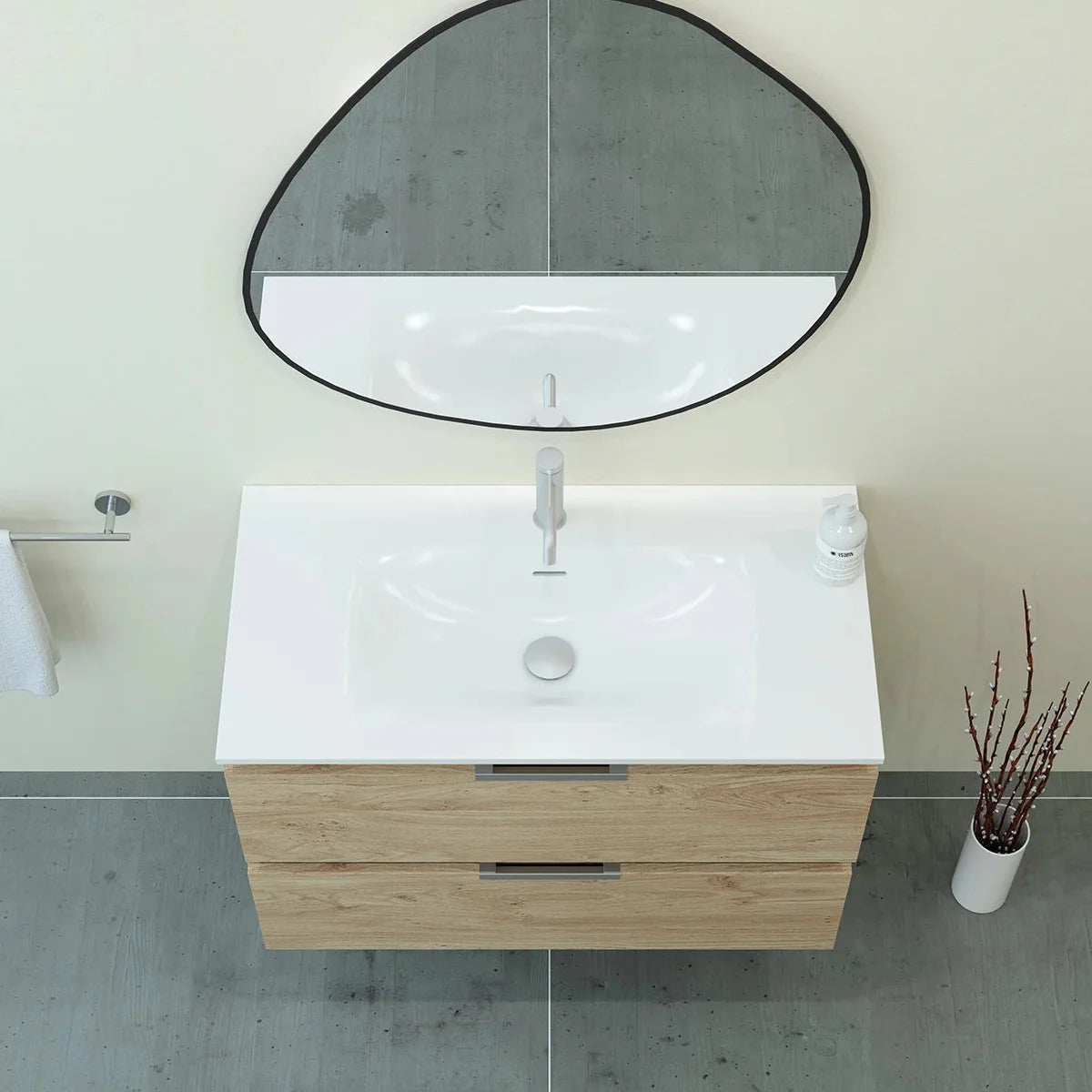 Meuble vasque simple 90cm Chêne Sanremo