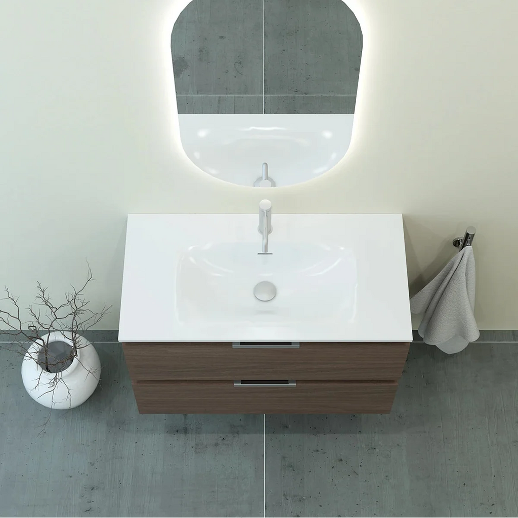 Meuble vasque simple 90cm Noyer tabac