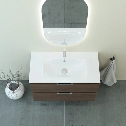 Meuble vasque simple 90cm Noyer tabac