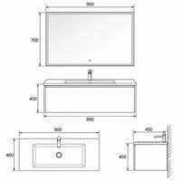 CORTECCIA - Meuble Vasque Suspendu 90 cm, Façade Relief Écorce Bois Clair, avec Miroir