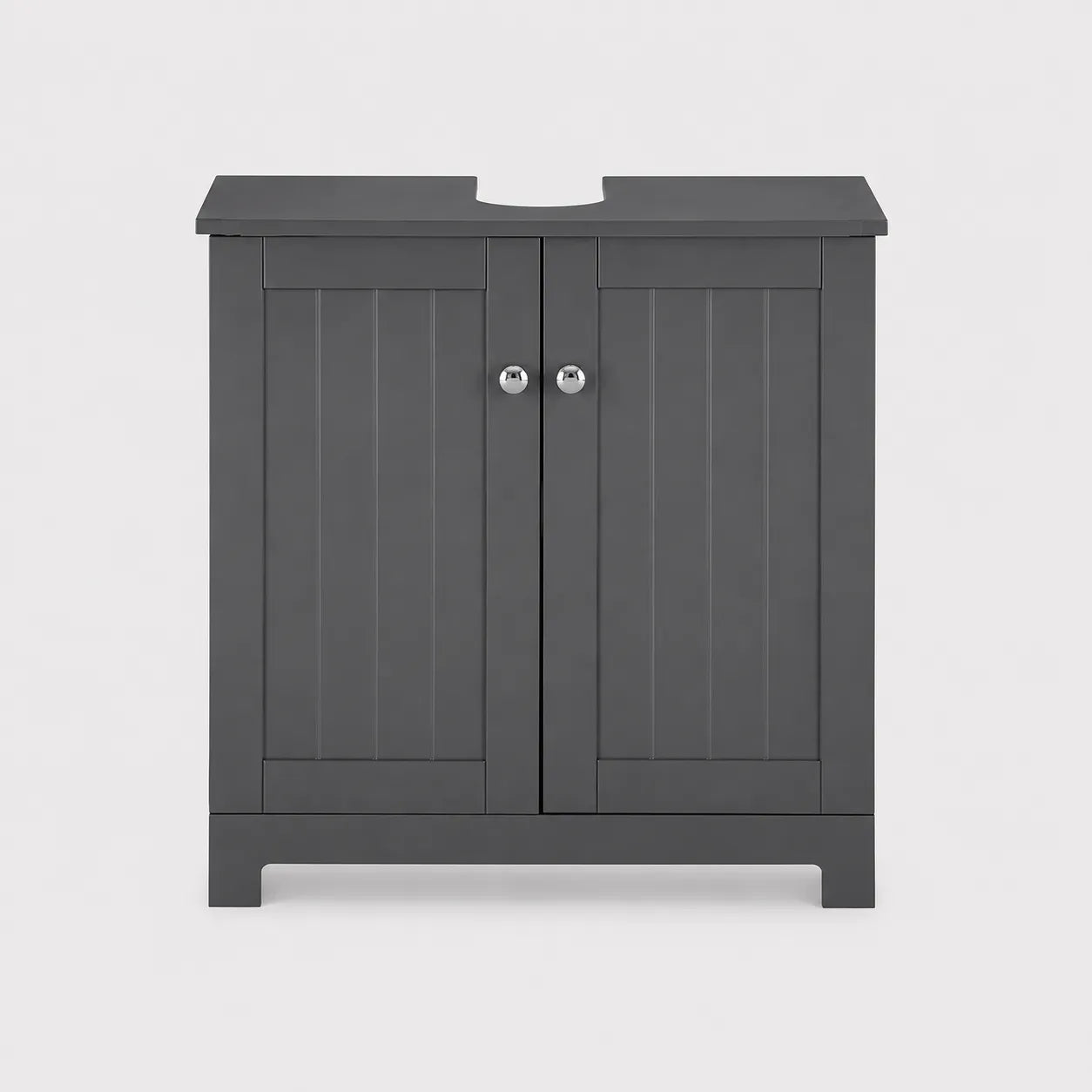 VELTOU - Waschtischunterschrank-Säule, U-förmiger Stauraum, Weiß 60cm