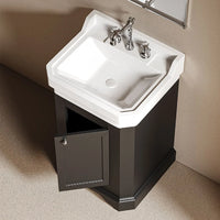 BORGO - Meuble Lave-Mains 45 cm, Style Classique Noir, Vasque en Céramique, avec Miroir