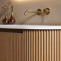 FLUTTO - Meuble Vasque Suspendu 120 cm, Cannelures Gris Anthracite, Simple Vasque, avec Miroir