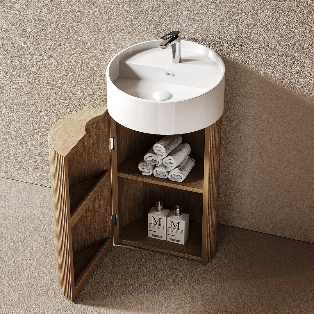 COLONNA - Meuble Vasque Colonne 44 cm, Porte et Étagères Intérieures, Vasque Céramique