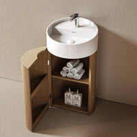 COLONNA - Meuble Vasque Colonne 44 cm, Porte et Étagères Intérieures, Vasque Céramique