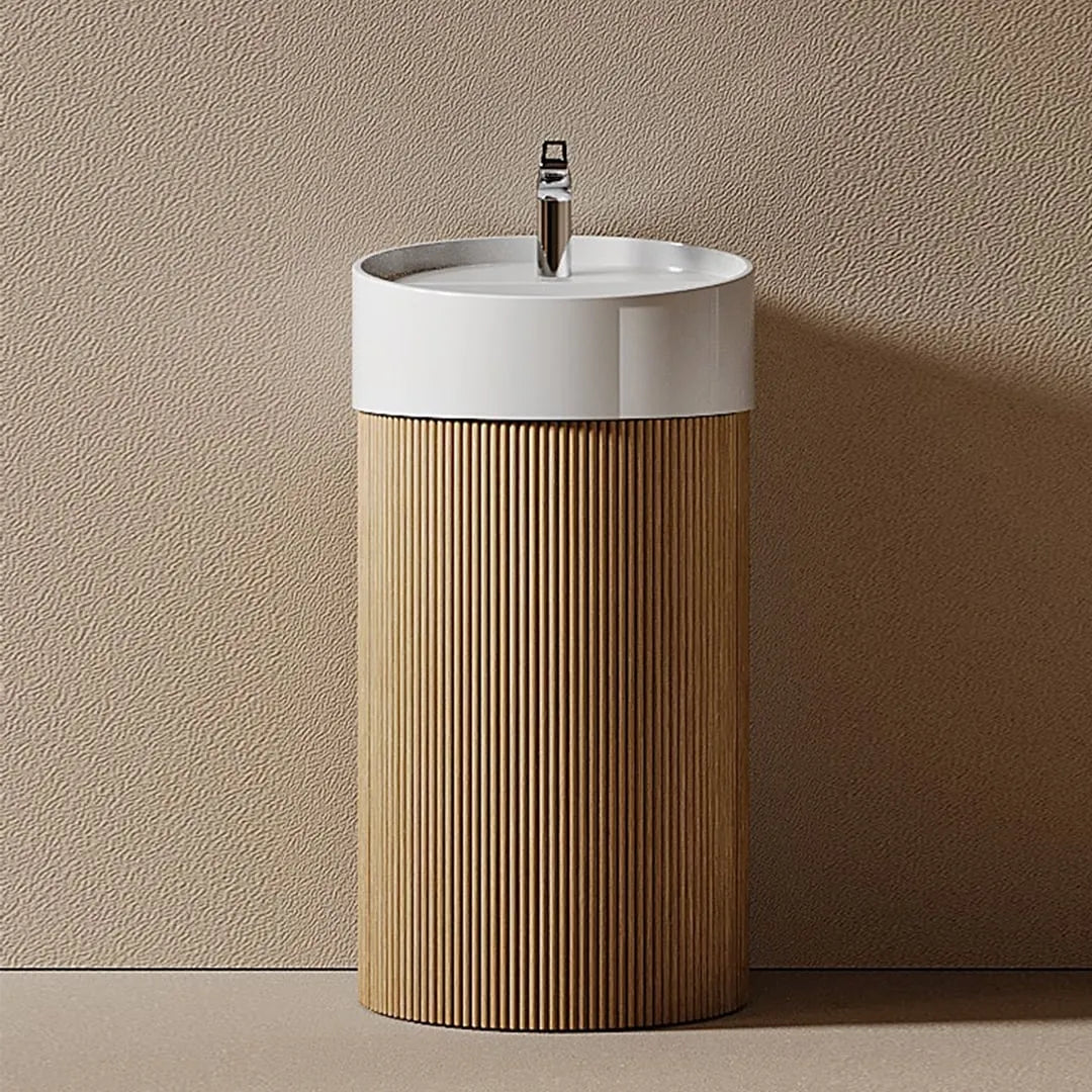 COLONNA - Meuble Vasque Colonne 44 cm, Porte et Étagères Intérieures, Vasque Céramique