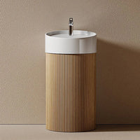 COLONNA - Meuble Vasque Colonne 44 cm, Porte et Étagères Intérieures, Vasque Céramique
