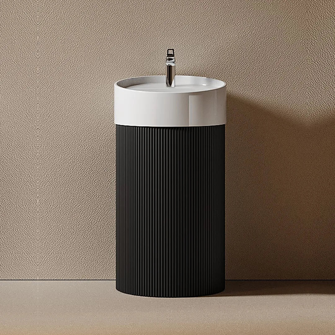COLONNA - Meuble Vasque Colonne 44 cm, Porte et Étagères Intérieures, Vasque Céramique