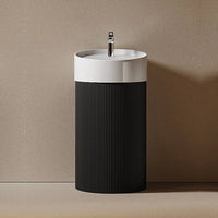 COLONNA - Meuble Vasque Colonne 44 cm, Porte et Étagères Intérieures, Vasque Céramique
