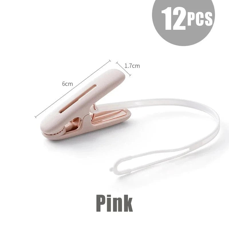 Mini pince à linge plastique multifonction – Lot de 12 Rose (corde) - 12pcs