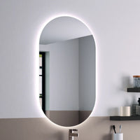 Miroir ovale rétroéclairé LED cadre aluminium 50x90