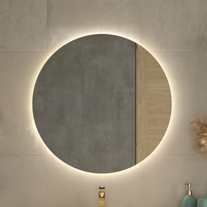 Miroir rond LED anti-bris cadre aluminium en retrait