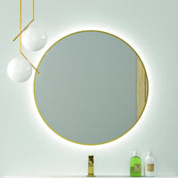 Miroir rond LED cadre métallique noir mat ou or