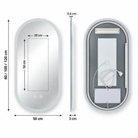 HALO Miroir Ovale Rétroéclairé LED, Cadre Aluminium