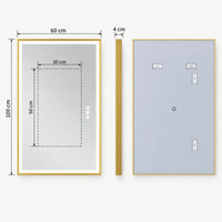 AUREO - Miroir de Salle de Bain LED Cadre Doré Aluminium, Anti-Buée