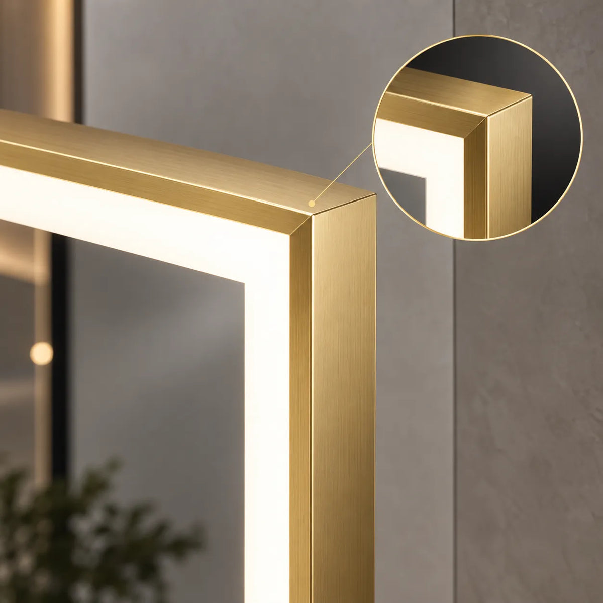 AUREO - Miroir de Salle de Bain LED Cadre Doré Aluminium, Anti-Buée