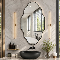 VOLUTA — Miroir Mural Asymétrique, Cadre Métal Nuage ou Lanterne