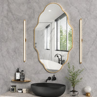 VOLUTA — Miroir Mural Asymétrique, Cadre Métal Nuage ou Lanterne