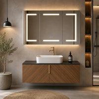 CLARYSE - Armoire Miroir 3 Portes LED Anti-Buée, Prise Intégrée, 100cm