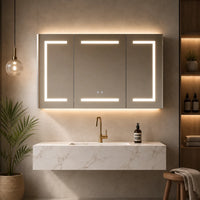 CLARYSE - Armoire Miroir 3 Portes LED Anti-Buée, Prise Intégrée, 100cm