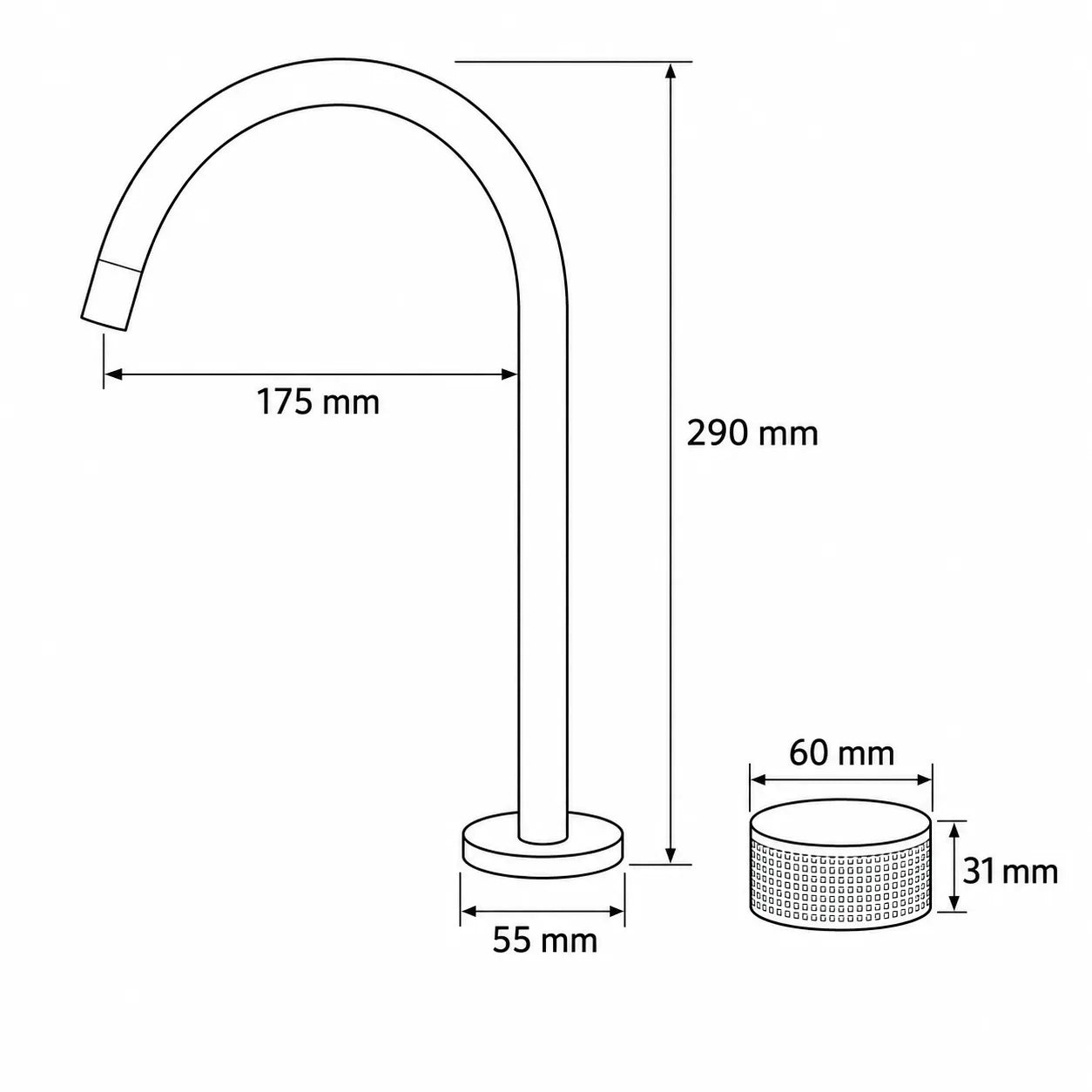 Mitigeur de Lavabo Monotrou Moleté, 4 Finitions BERILLIO
