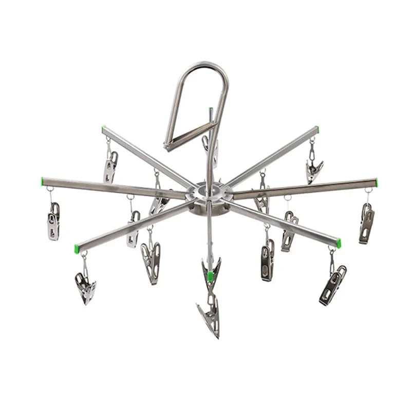 MOD Foldable Clothes Hanger Airer Stainless Steel Underwear Sock Dryer Laundry Rack Flat Head Design Rust Resistant Strong Grip Clip 16 clip windproof