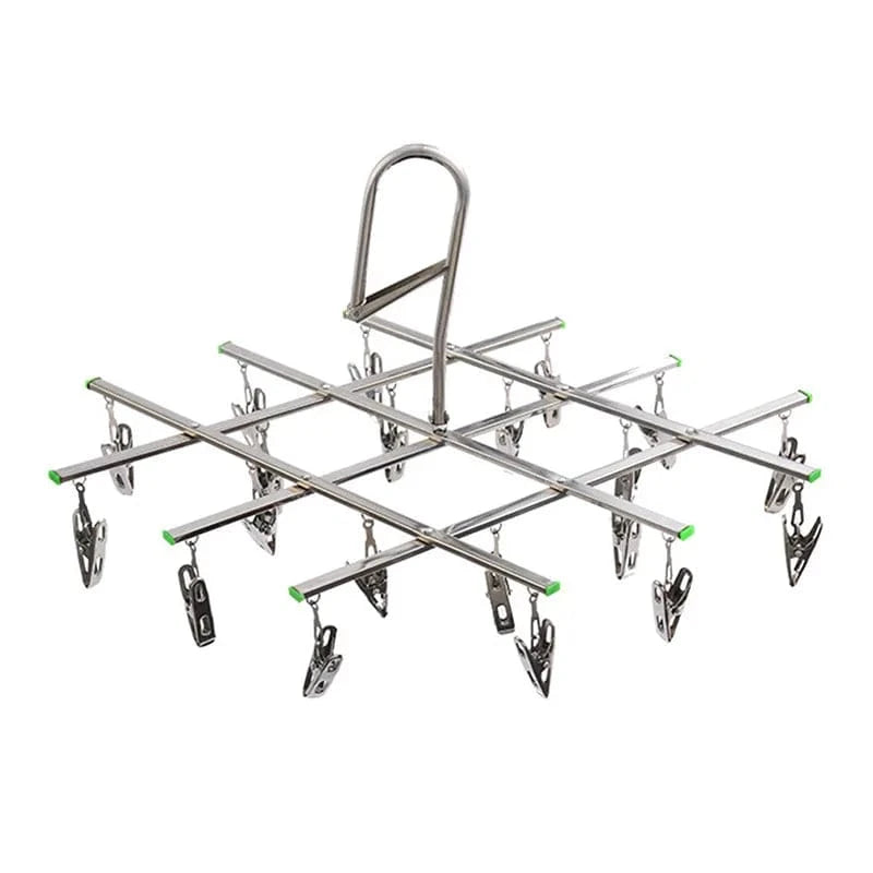 MOD Foldable Clothes Hanger Airer Stainless Steel Underwear Sock Dryer Laundry Rack Flat Head Design Rust Resistant Strong Grip Clip 20 clip windproof-1