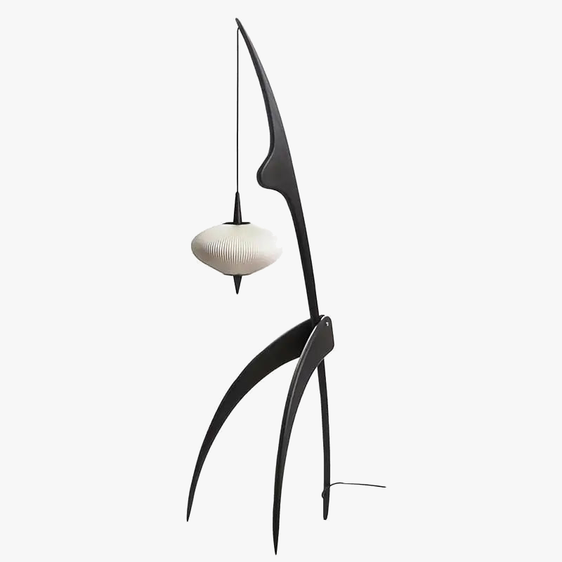Lampadaire en bois abat-jour suspendu LUCERNA