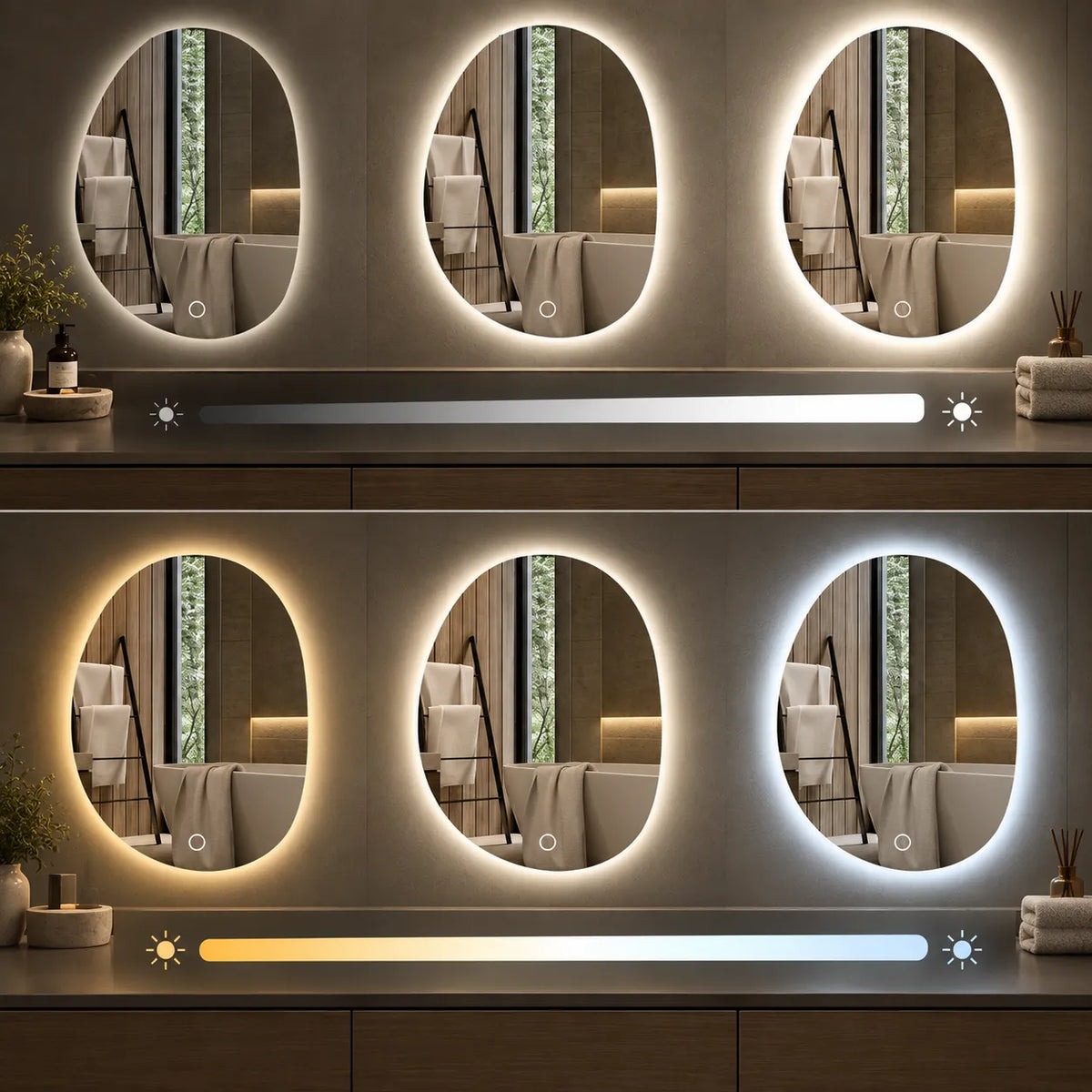 ONDINA — Miroir de Salle de Bain LED Asymétrique Anti-Buée