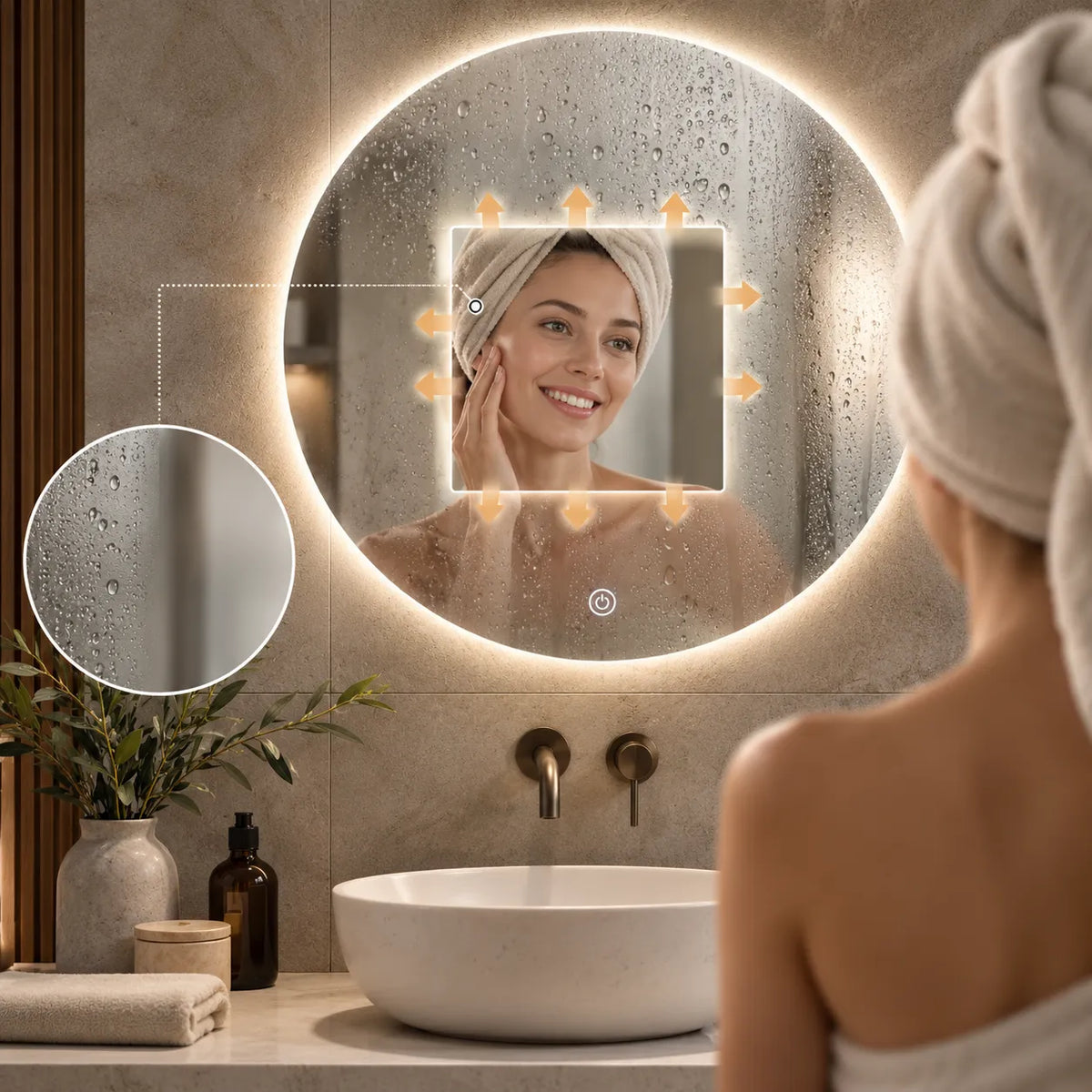 ONDINA — Miroir de Salle de Bain LED Asymétrique Anti-Buée