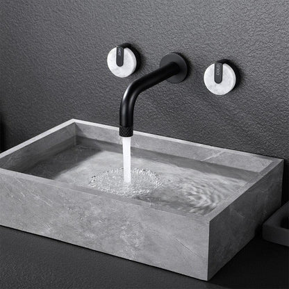 Labradorite Mitigeur de Lavabo Artisanal, Molettes en Marbre