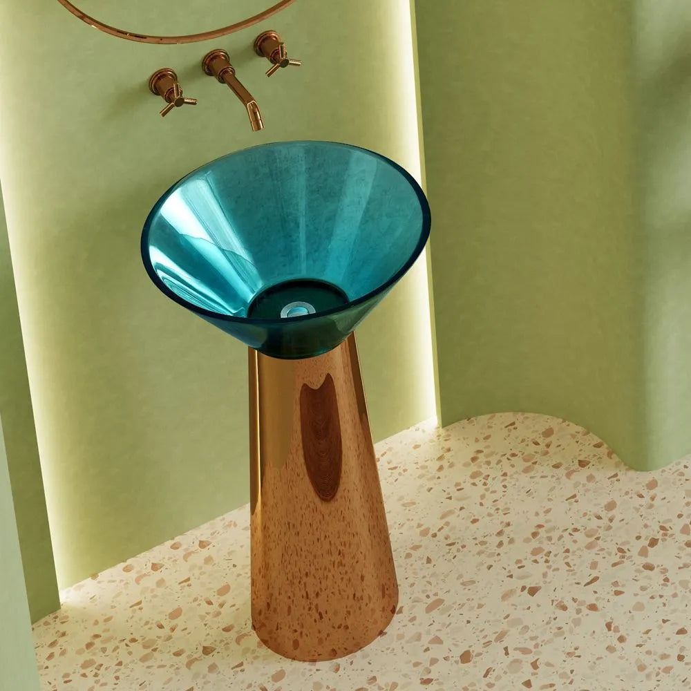 ONDA MÉTAL - Vasque totem sur pied sculptural
