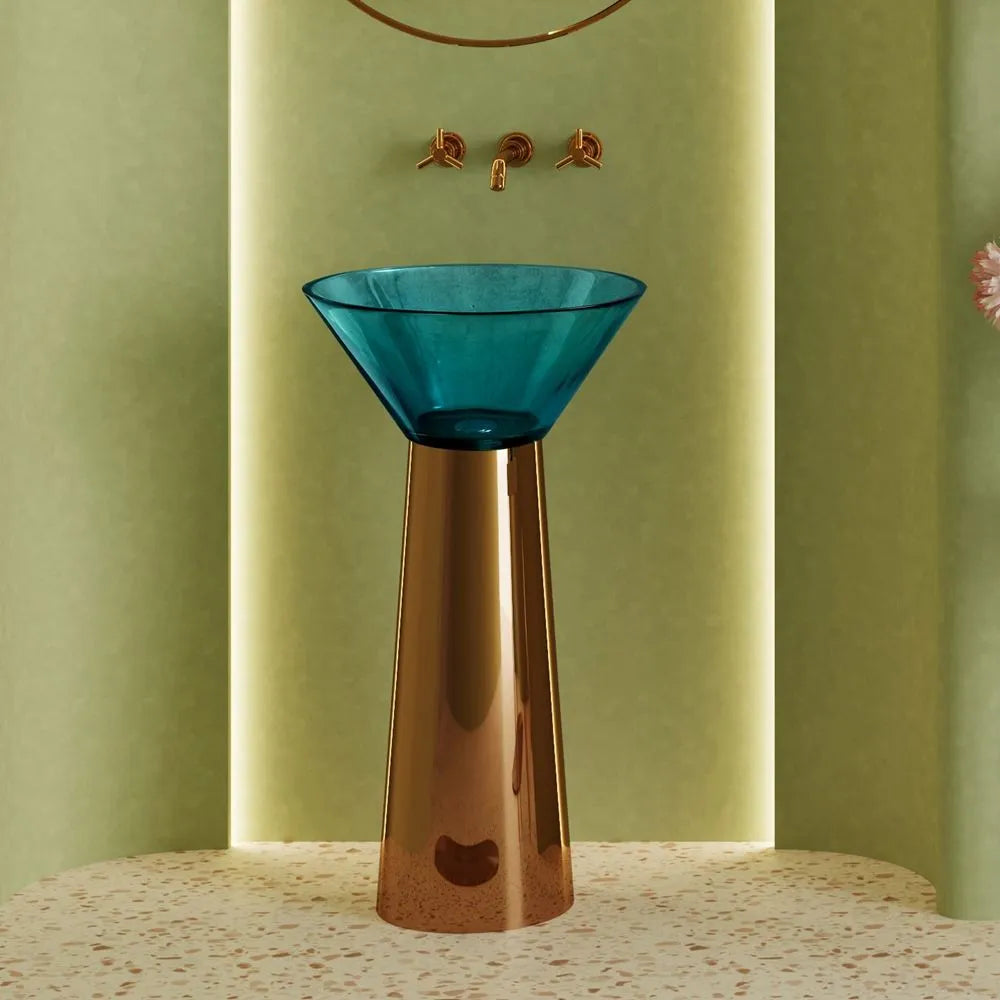 ONDA MÉTAL - Vasque totem sur pied sculptural