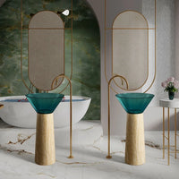 ONDA PIERRE - Vasque totem sur pied sculptural