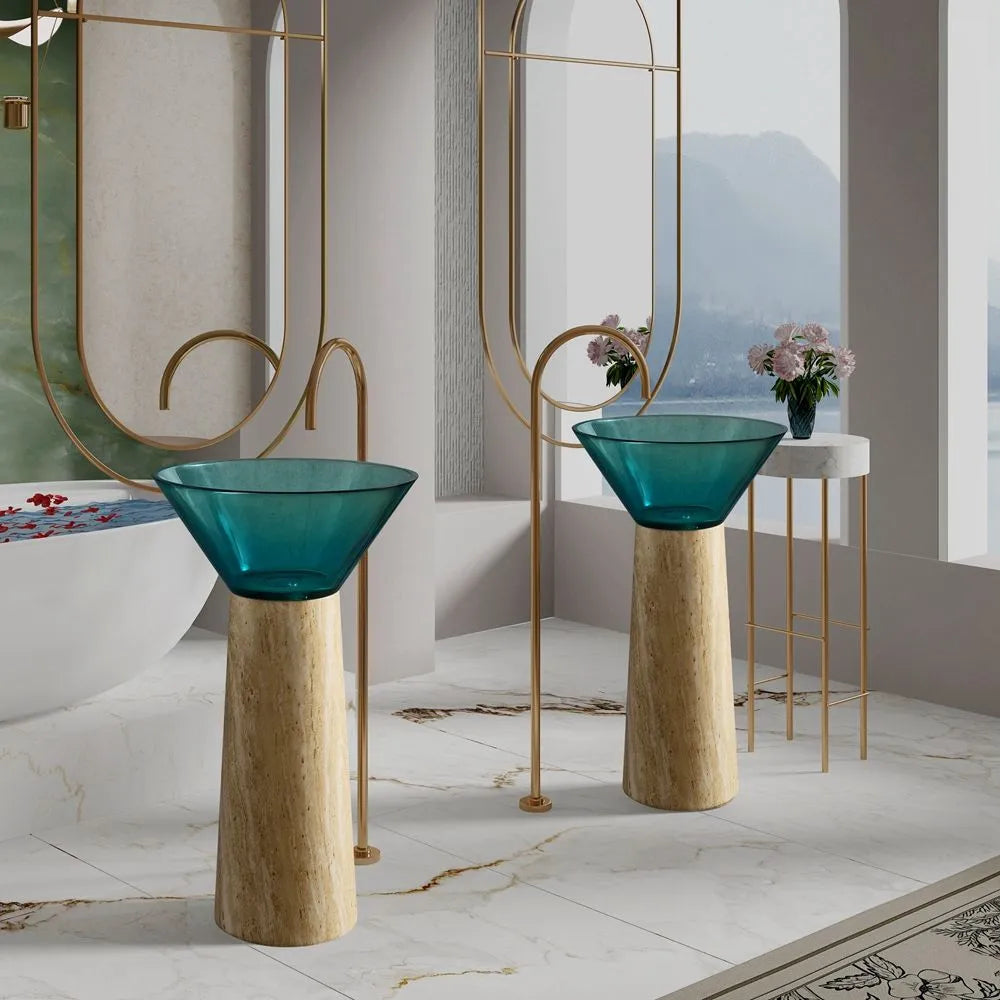 ONDA PIERRE - Vasque totem sur pied sculptural