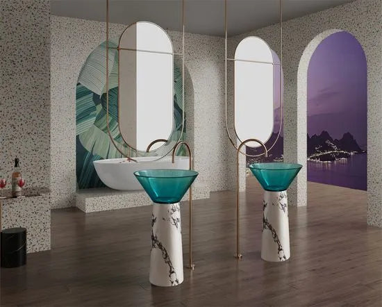 ONDA PIERRE - Vasque totem sur pied sculptural