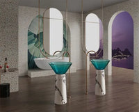 ONDA PIERRE - Vasque totem sur pied sculptural