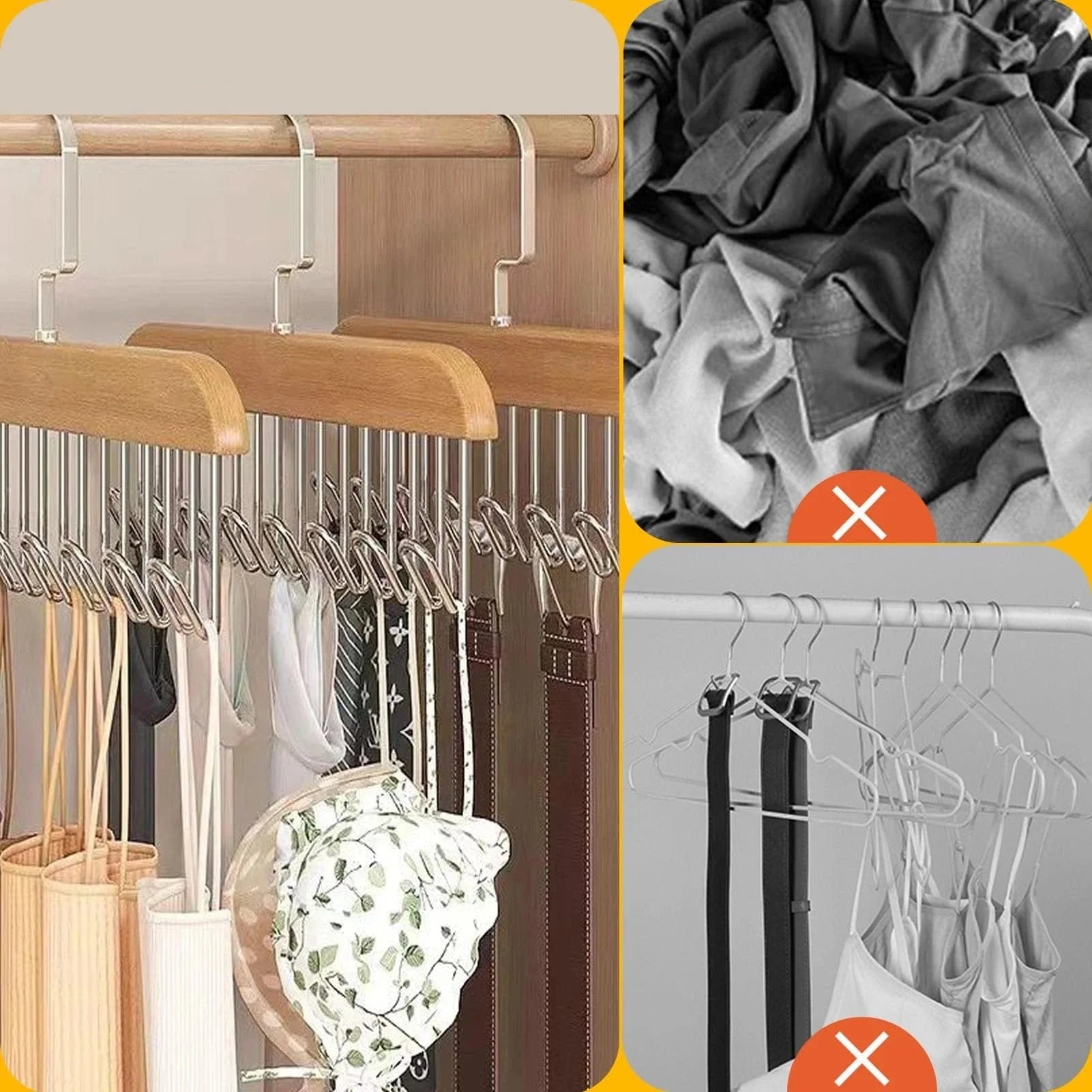 MOD Multi-functional Belt Hanger Clothes Organizer Multifunctional Wooden Underwear Vest Storage Home Dorm Wave Hanger Drying Rack