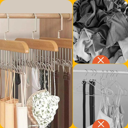 MOD Multi-functional Belt Hanger Clothes Organizer Multifunctional Wooden Underwear Vest Storage Home Dorm Wave Hanger Drying Rack